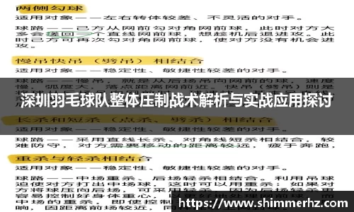 深圳羽毛球队整体压制战术解析与实战应用探讨